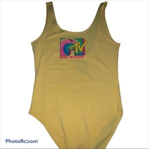 MTV yellow bodysuit size medium